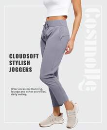 Autumn Winter Women's Pants With Deep Pockets 7/8 Stretch Ankle Sweatpants - 灰色 - 查看 2
