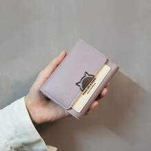 New Cute Cat Short Wallet For Women Folding Colorblock Coin Purse Student Card Holder Wallet Purse Wallet Small Wallet Cute Wallet Mini Wallet Purses For Woman Wallet For Ladies - Pastel - View 13