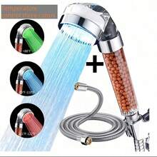 1pc High-Pressure Filter Shower Head, 3-In-1 Digital Display Filter Shower Head With LED Colorful Color-Changing Light, Handheld Filter Shower Faucet, Equipped With Digital Temperature Display And Negative Ion Filter Water Spray Device, Suitable For All Skin Types, Bathroom Accessories Bathroom Accessories Bathroom Tools - Multicolor - View 15