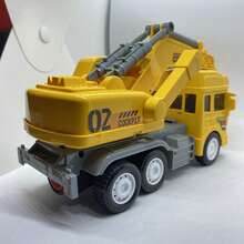 Juguete fricción excavadora llantas goma saca humo, máquina construcción juguete, habilidades motrices niños, colección construcción, material duradero - Amarillo - Ver 3