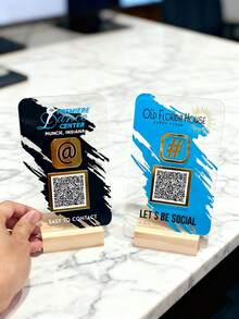 Custom Acrylic QR Code Business Signs, Small Business Marketing Tools, Social Media QR Code Signs, Payment Signs, QR Code Signboards With Bases, Desk Decorations, Table Service Signs - Black - View 6