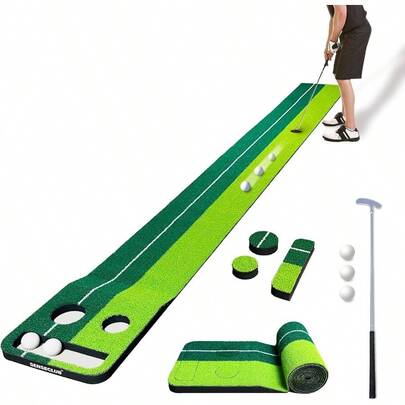 Indoor Putting Green Game Foldable Putting Mat Golf Game Set For Home Or Office Use Portable And Compact Design Perfect For Indoor Golf Practice And Leisure Play Ideal Gift For Men Who Love Golf 1x8 Ft Size