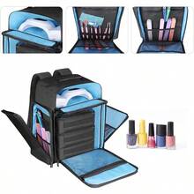 Nail Polish Organizer Backpack Holds 108 Bottles 15ml - 0.5 Fl.Oz And A Nail Lamp With 3 Removable Storage Bag For Nail Tech (Black) - Black - View 4