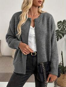 Cardigan ample et décontracté en mélange de laine pour femmes, convenant aux voyages et aux thés, automne/hiver