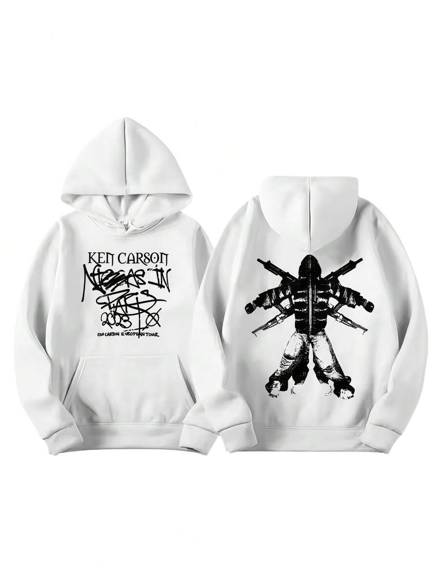 Rapper Ken Carson European Tour Hoodies Men's Women Hip Hop Vintage Trendss Sweatshirts Casual Long Sleeve Hooded Streetwear - trắng - Xem 1