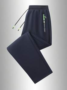Platform Selected - Men's Casual Sports Versatile Long Pants, Spring/Autumn Solid Color Casual Pants - Navy Blue - View 2
