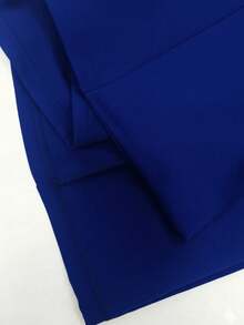 女士秋冬优雅两件套：纯色长袖开衫夹克 + 无袖中长连衣裙，时尚穿搭 - 藍色 - 查看 7