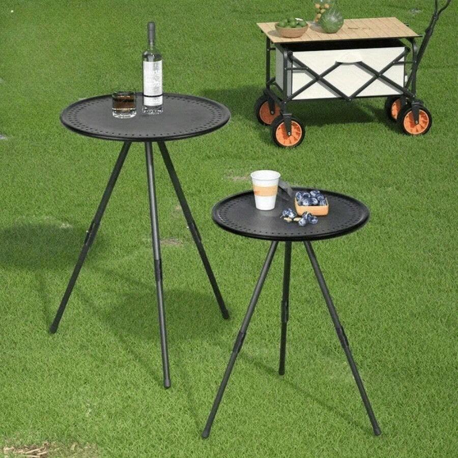 Outdoor Aluminum Alloy Folding Table, Lightweight Coffee Table, Portable Picnic Camping Table, Adjustable Small Round Table - Multicolor - View 1