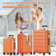 3-Piece Expandable Hard-Sided Luggage Set With Spinner Wheels TSA Lock Lightweight Suitcase For Women And Men 20/24/28 Inch Orange Durable And Stylish Travel Luggage - Orange - View 7