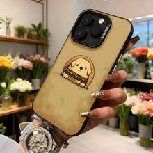 Funda de telefono con diseño de perro en hamburguesa color dorado para iPhone con estampado divertido y texto CASENO ideal para uso diario y regalos Aplicable a los teléfonos de la serie Apple y Galaxy - Blanco - Ver 6