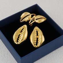 24K Gold-Plated Earrings And Ring Set, Featuring Light Luxury Women's Jewelry Design, Suitable As Christmas, Birthday, And Party Gifts