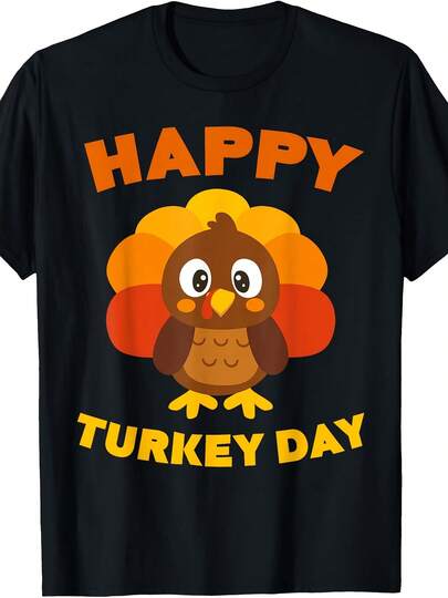 Happy Turkey Day Shirt  Wo Kids Family Thanksgiving T-Shirt,Suitable As A Christmas Gift For Autumn And Winter