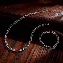 2 Pieces Of Horseshoe Clasp Chain Necklace + Bracelet Set, 316L Stainless Steel Plated With 18K Gold Jewelry Set, Suitable For Daily Gatherings As Women's Fashionable Jewelry Accessories, Mother's Day, Birthday Party Jewelry Gifts - Necklace + Bracelet - View 3