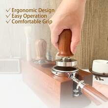 Aimall 304 Stainless Steel Coffee Tamper Press Non-Slip Handle Even Tamping 51/53/58mm - Brown - View 7
