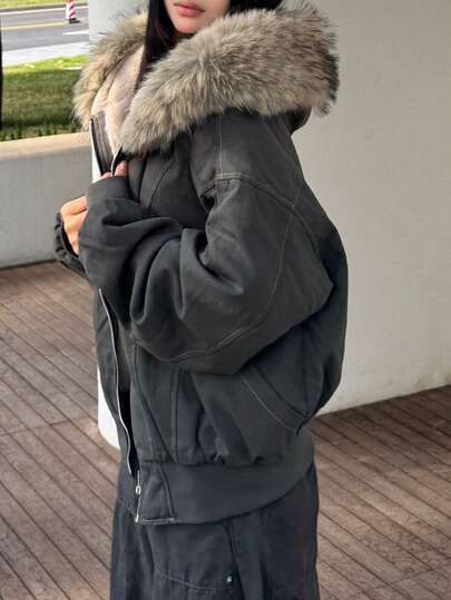 ダウンコート ファーフード 秋冬 レディース アウター ショート 大毛領 防風 フリース裏起毛 パーカコート風 トップス 可愛い カジュアル 通勤 通学