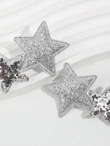 2pcs/pack Girls' Mini Star Shaped Hair Clip And Crocodile Clip Set - Multicolor - View 5