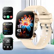 2025新款高清全触控智能手表，男女通用 - 无线通话/短信/多种运动模式/远程拍照/户外LED灯，兼容安卓和iOS系统，USB充电，合金外壳/硅胶带/金属条，现代风格清晰显示屏，是理想的礼物之选，可追踪运动数据，健身智能手表，多功能智能手表，适合万圣节、感恩节、圣诞节等节日佩戴。