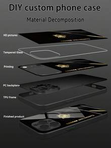 1pc Customizable Luxury Gold Tiger & Dragon Design Tempered Glass Phone Case, Compatible With IPhone 17 Pro Max/17 Air/16 Pro Max/16E/15 Pro/14 Plus/13 Pro/12 Pro Max/11/Xs Max/8/7/6 Plus, S24 Ultra/S25 Ultra/A12/A10/A05S/A21s/A23A31/A36/A51/A72, High-End Business Custom, Best Gift For Boyfriend, Girlfriend And Family - Black - View 4