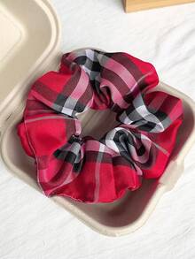 1pc Oversized Plaid Hair Scrunchie, Cute Pig Design Colorful Printed Fabric Hair Tie, Unique Ponytail Holder, Classic Hair Accessory Makeup Home Gym Woman Accessories Head Accessories Elastic Band Beauty Home Hair Accessories - Multicolor - View 19