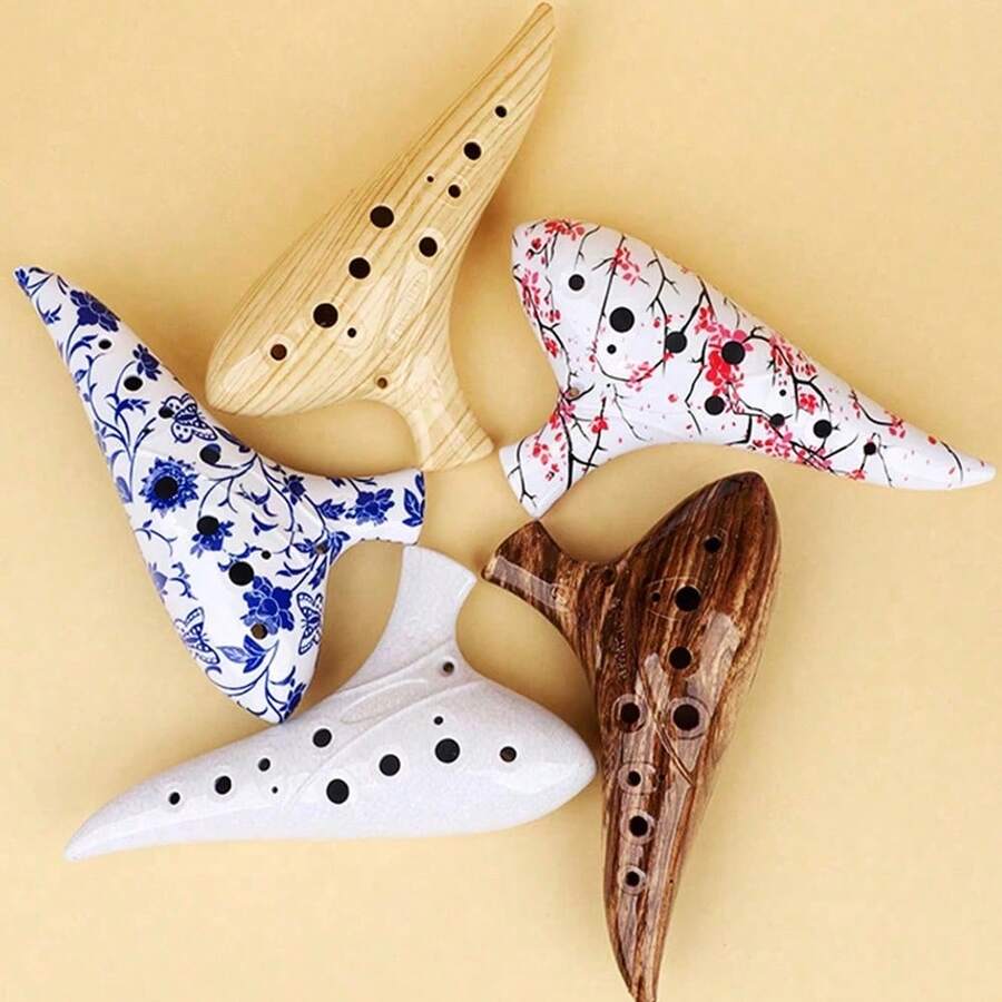 1pc 12-Hole Resin Ocarina, Alto C Tuning, Simple Musical Instrument, Suitable For Beginners, Resin Material, Wind Instrument, Beginner Ocarina, Resin Wind Instrument, Alto C Ocarina, 12-Hole Wind Instrument, Easy-To-Play Resin Ocarina - Multicolor - View 1