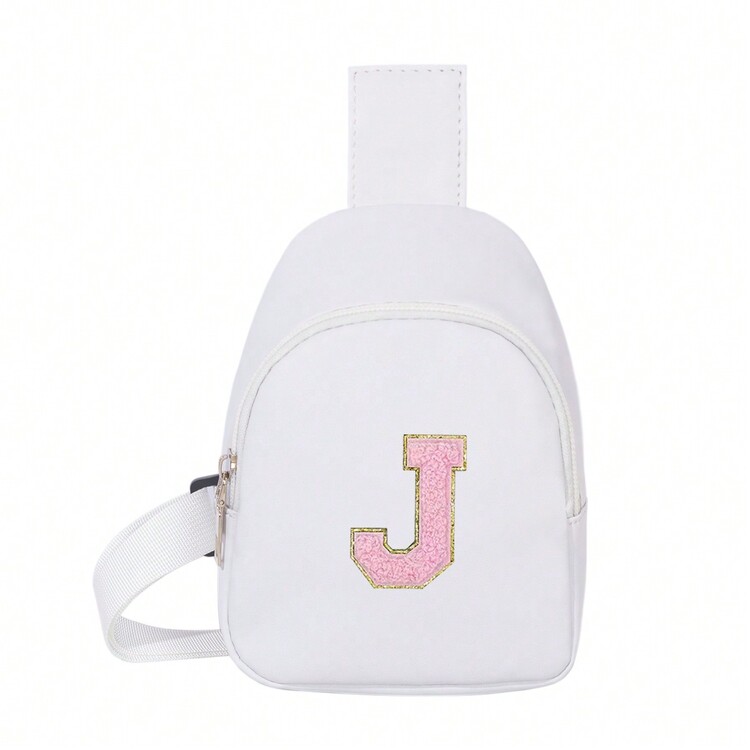 1pc Girls' Strap Bag Cute Crossbody Shoulder Bag Backpack With 26 Letter Design, Suitable For Daily Use, Outdoor, Travel, Hiking, Portable, Ideal Gift - White - View 46