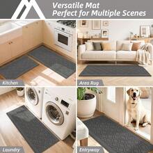 COSY HOMEER Alfombra de cocina de 48 x 20 pulgadas hecha de 100% polipropileno 2 piezas de alfombrilla de cocina suave especializada en antideslizante y lavable a máquina gris - 48x2030x20 - Ver 7
