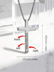 1pc Customizable Personalized Cross Pendant Necklace With Engraving - Customizable With Name/Date/Message/Phone Number, 1-4 Sides Of Text Available. Custom Necklace, Text Customization, Stainless Steel Jewelry, Personalized Necklace, Custom Gift, Jesus Christ Cross Pendant - Unisex Gift - Valentine's Day, Birthday, Anniversary, Christmas, Ramadan Gift. - Multicolor - View 20