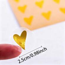 160pcs Transparent Gold Heart Shaped Label Stickers, Gift Wrapping Labels, Decorative Tags, Adhesive Sealing Stickers For Crafts, Holidays, Weddings, Parties, Gift Boxes, Commercial Product Packaging, Gift Bags - Multicolor - View 4