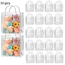 Set de 40/50 bolsas transparentes de PVC a prueba de agua, para regalo, bolsa de compras, bolso perfecto para bodas de damas, fiestas y regalos de festivales, aprobado para estadios, bolsa transparente y clara a prueba de agua para mujeres, perfecta para verano, vacaciones y playa, bolsas de regalo de Navidad. - Transparente - Ver 13