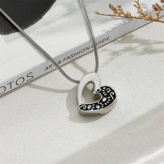 1件装不锈钢心形吊坠项链，时尚不锈钢项链，骨灰盒首饰，骨灰纪念项链，火葬首饰，男女通用不锈钢流行项链