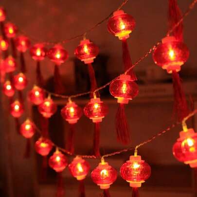 20 LED Chinese Style Fairy String Lights, Battery Powered (Batteries Not Included) Hanging Lantern String Lights, Suitable For New Year, Spring Festival, Christmas, Party Decoration