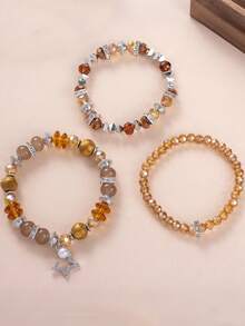 1Pc Boho Floral Silver Plated Charm Braided Bracelet, Women Jewelry, Friendship Day Gift