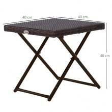 Outsunny Garden Table, Side Table, Flower Stand, Folding, 40x40x40 Cm, Poly Rattan, Metal, Brown, For Garden And Patio Furniture - 1 - View 3