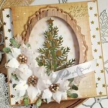 1个圣诞树金属切割模具，冬季圣诞树切割模具模板，适用于DIY剪贴簿照片装饰压花纸模具，用于剪贴簿卡片制作 - 銀 - 查看 4