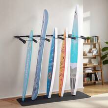 Surfboard Wall Mount, 5 Tiers Vertical Surfboard Rack For Storage And Display, Adjustable Metal Board Stand Organizer With Sponge Pad, Surf Board Holder For Snowboards, Kiteboards, Shortboard - Wall-mounted 5-story unit - 查看 9