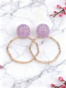 sehuoran 1对圆形金属彩色水晶水滴耳环，高品质水钻首饰配饰，女士批发耳环，波西米亚风水滴耳环，黑色夸张耳环 - Style 1 - 查看 19