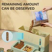 Large Size Pet Food And Water Dispenser- Automatic Dog Feeder Waterer 3 In 1 Auto Pet Food And Water Bowl Set Self Feeding For Puppy Kitten,Large Capacity Dispenser For Pets Dogs, Puppies, Kittens, Rabbits - 綠色 - 查看 6