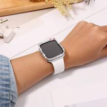 Bộ 2 dây đeo đồng hồ thể thao bằng silicon, tương thích với Apple Watch 40mm 41mm 42mm 44mm 45mm 46mm 49mm, unisex, mềm mại và chống nước, dây đeo thể thao có thể thay thế, tương thích với Apple Watch Ultra 11 10 9 8 7 6 5 4 SE Series, họa tiết hoạt hình, tương thích với vỏ . - Trắng/Bạc - Xem 6