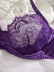 Sexy Lace & Mesh Lingerie Set For Women - Purple - View 4