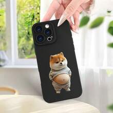 携帯電話ケース - カジュアルなアパレルの柴犬デザインのソフトな保護するケース。  7/8/X/XS/XR/11/12/13/14/15/16 Plus Pro Max Miniに対応。 ガールフレンド、ボーイフレンド、家族、友人へのホリデーや誕生日プレゼントに最适です。 - ブラック - チェックする 2