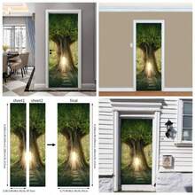 Stairs Art Door Sticker Bedroom Livingroom Bathroom, 2PCS Wall Decal Self - Adhesive Waterproof Removable Door Murals Wallpaper Home Decoration SP - F202 - Sp-f833 + S - 查看 1
