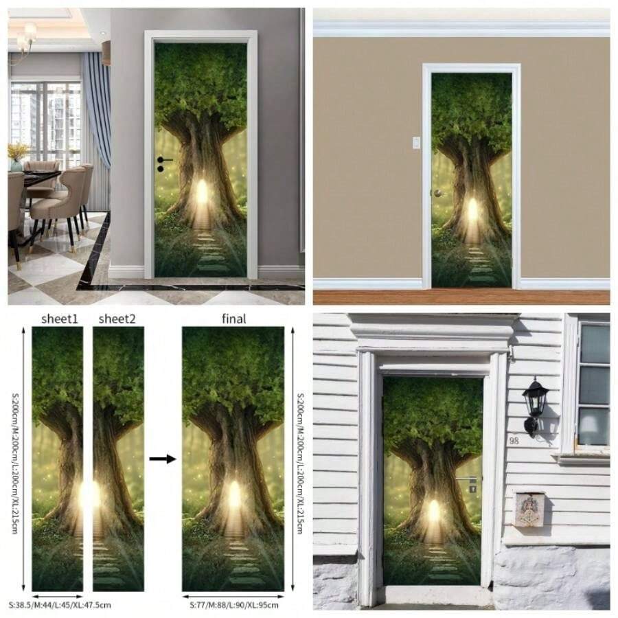 Stairs Art Door Sticker Bedroom Livingroom Bathroom, 2PCS Wall Decal Self - Adhesive Waterproof Removable Door Murals Wallpaper Home Decoration SP - F202 - Sp-f833 + S - 查看 1