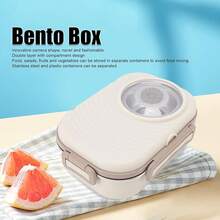 Contenedores de Almuerzo para Adultos Box , 1450ml Fiambrera para con Tazón de Sopa Cubiertos Fiambrera para  Grandes Contenedores de Almuerzo para - beige - Ver 6