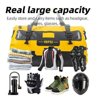  IRFSI Waterproof Motorcycle Storage Bag, 40L/60L Optional Large Capacity, Waterproof Bag, Waterproof Luggage Bag, Travel Backpack, Motorcycle Tail Bag, Comes With 4 Fixing Ropes, Suitable For Hiking, Camping, Fishing, Swimming, Motorcycle Riding