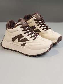 Women's High-Top Snow Boots, New Winter Warm Thick Plush Lining Thick Sole Sneakers, Casual Sports Multi-Function Running Outdoor Shoes - Brown - View 5