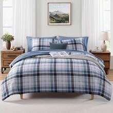 King Comforter Set, Classic Red Black Plaid-Piece Bedding Set, Farmhouse Lightweight All-Season Bed In A Bag With Sheets, Pillowcases & Shams, Home Decor - Lake Blue - View 12