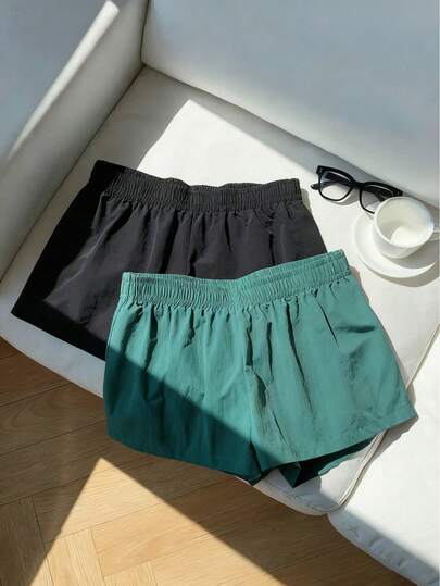 Women's High Stretch Track Shorts With Elastic Waistband And Side Stripes Perfect For Athletic Wear And Training