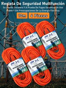 EXTENSIÓN ELÉCTRICA MULTICONTACTO USO RUDO 15 METROS 4 ENCHUFES - Tipo de Enchufe A USA (110-127V) - Ver 31