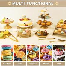 10-Piece Gold Cake Stand Set, Luxury Dessert Display Collection For All Celebrations, Complete Party Set - 10pcs - 查看 6