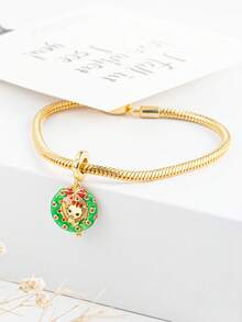 1颗闪亮镀金吊坠珠，适用于原装蛇骨项链，也可用于DIY 925银饰制作，女士珠宝礼物，送给女孩/女儿的礼物 - 金色 - 查看 7